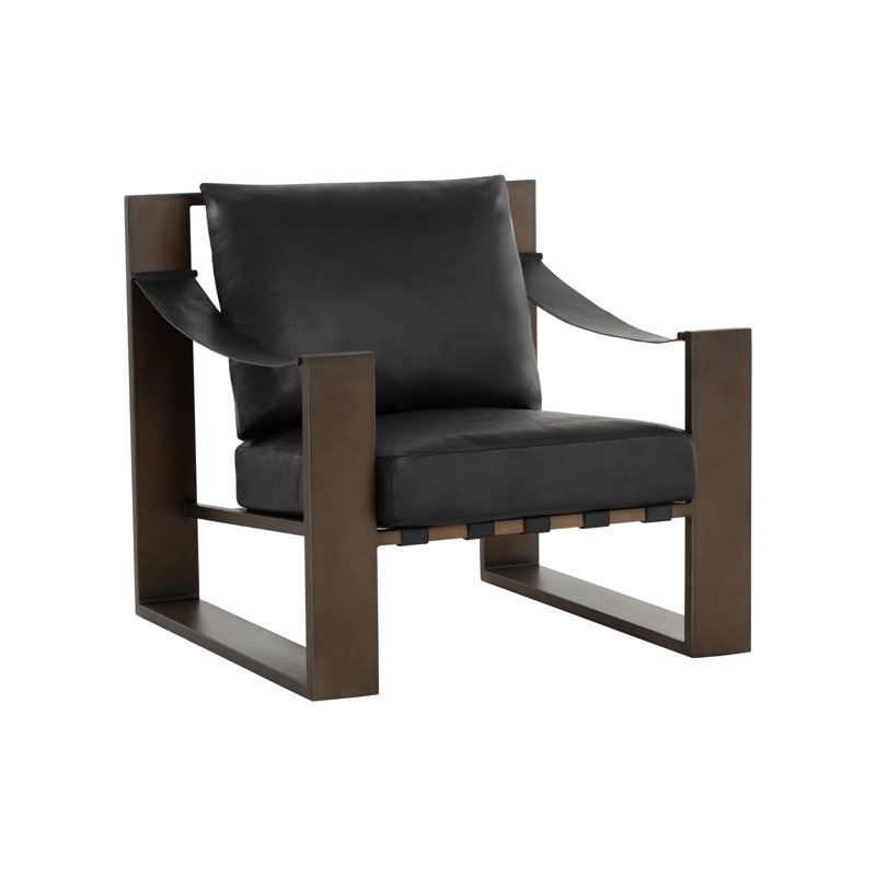 FAUTEUIL Berke - Bronze antique - Cuir, Noir