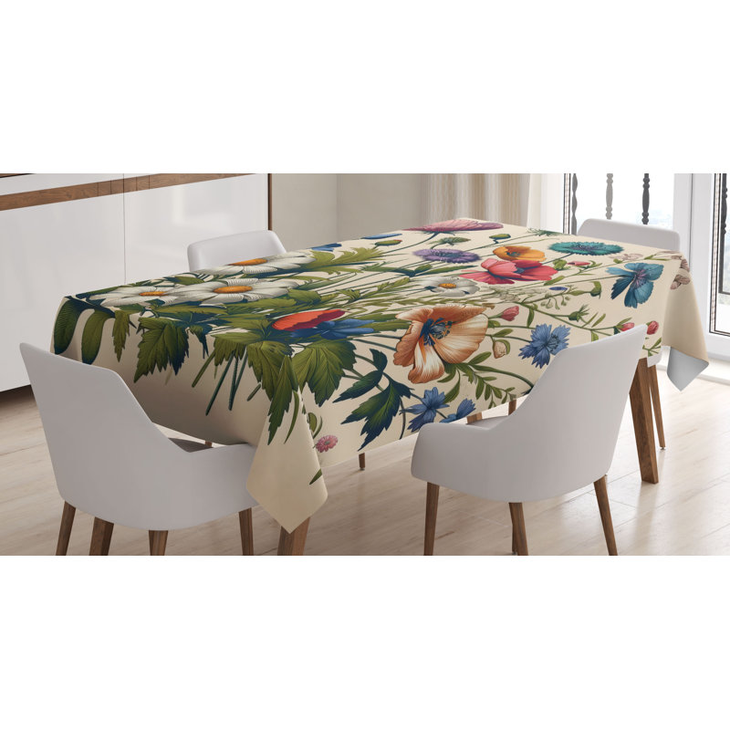 Arine Rectangle Floral Microfiber Tablecloth, 84" Rectangle
