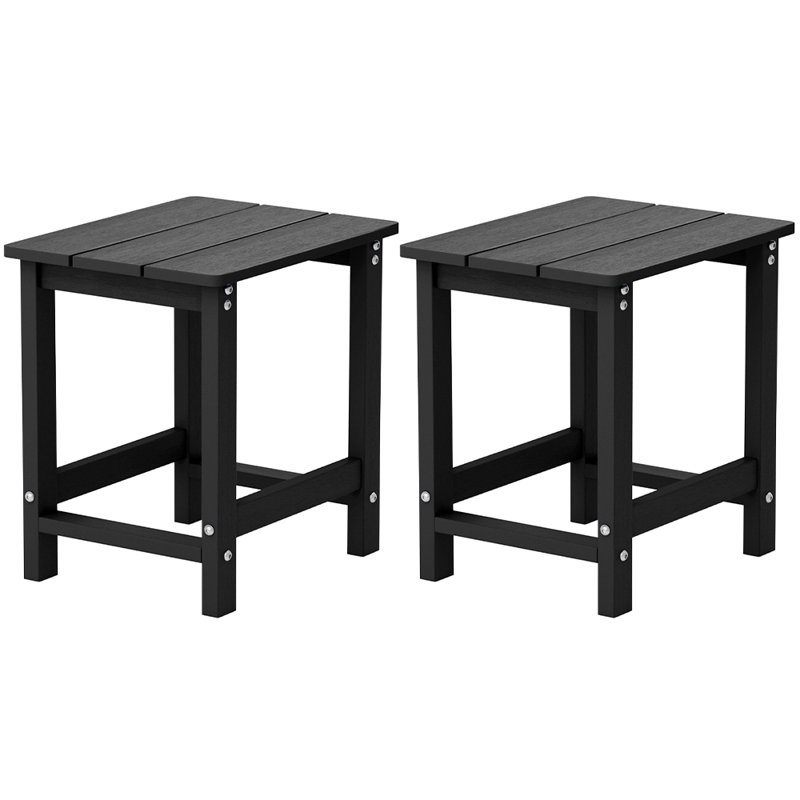 Outdoor Side Table Adirondack Tables Weather Resistant Patio Table Plastic Outdoor End Tables（Set Of Two）, Black