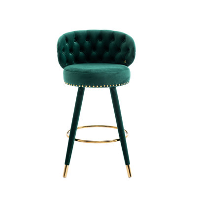 De 2 chaises à hauteur de comptoir, structure en bois massif, structure de bar avec coussin de velours élégant, housse élégante