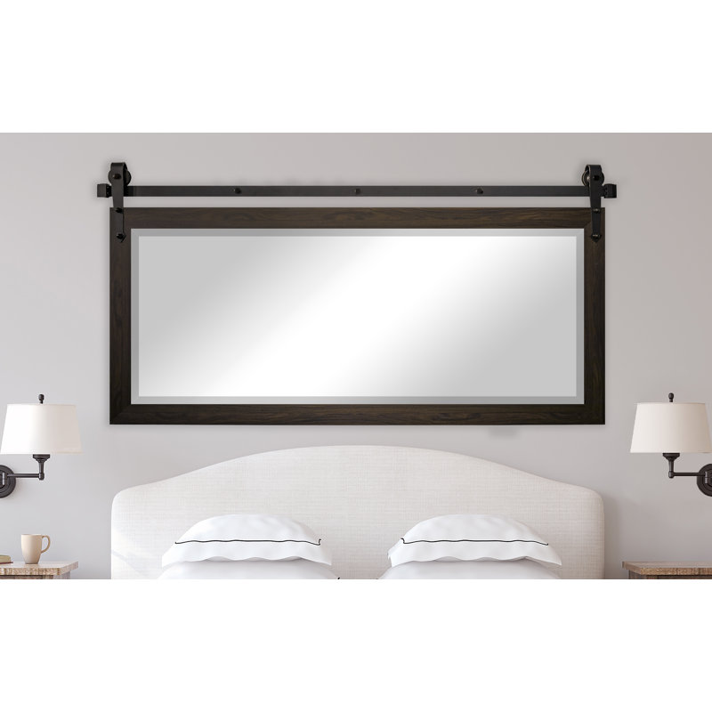 Miroir décoratif biseauté N Peace, H 31 po x l 71 po, Noyer noir