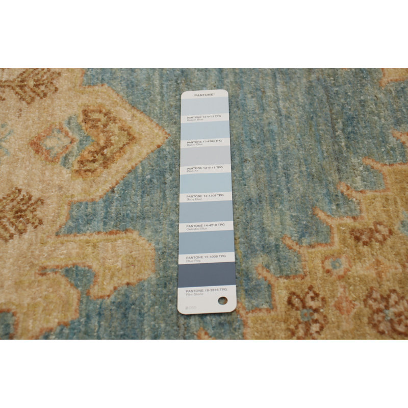 Tapis bleu ciel Peshawar Oushak 3 pi 1 po x 4 pi 5 po