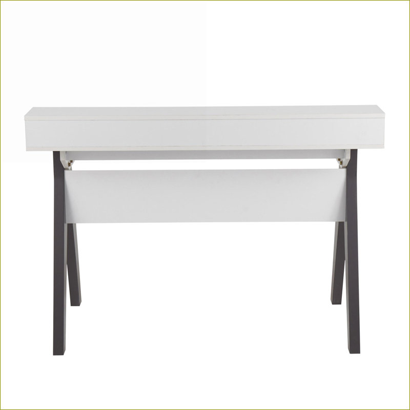 Bureaux, blanc contemporain & amp; Bureau gris en bois avec 2 tiroirs Tablette surélevée par LumiSource | Blanc | Bois