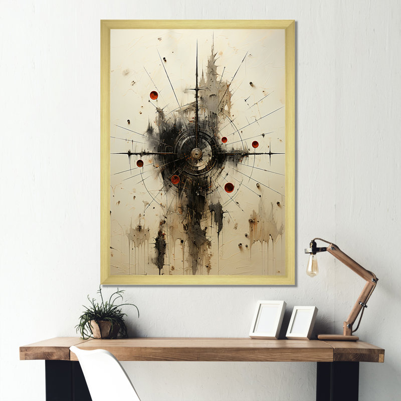 Minimalisme guerre cible - Art mural sur toile militaire, Cadre doré simple, H 44 po x l 34 po x P 1,5 po