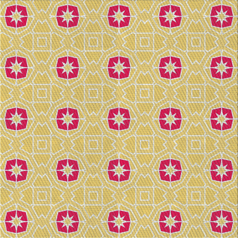 Tapis jaune / rose Power Loom, Carré 4 pi
