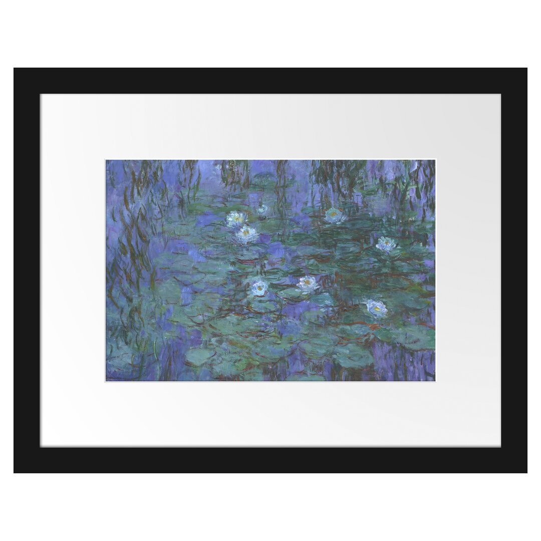 Gerahmter Kunstdruck Water Lilies on Blue Water von Claude Monet