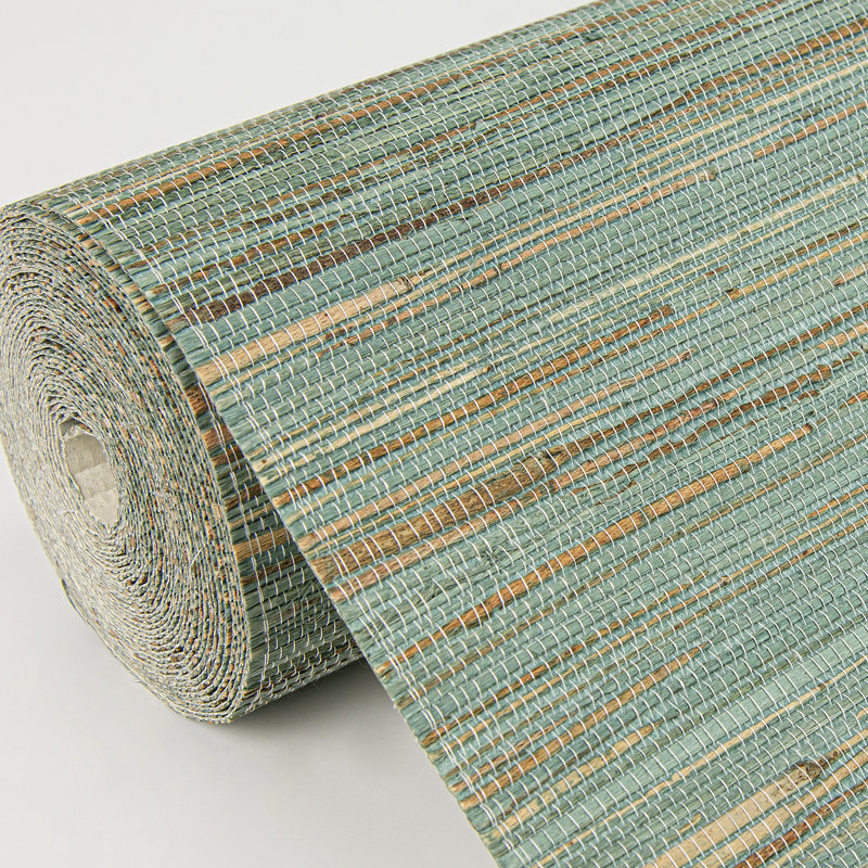 Loom Abstract Grass Cloth Wallpaper Roll, Turquoise, 20.5" W x 33' L