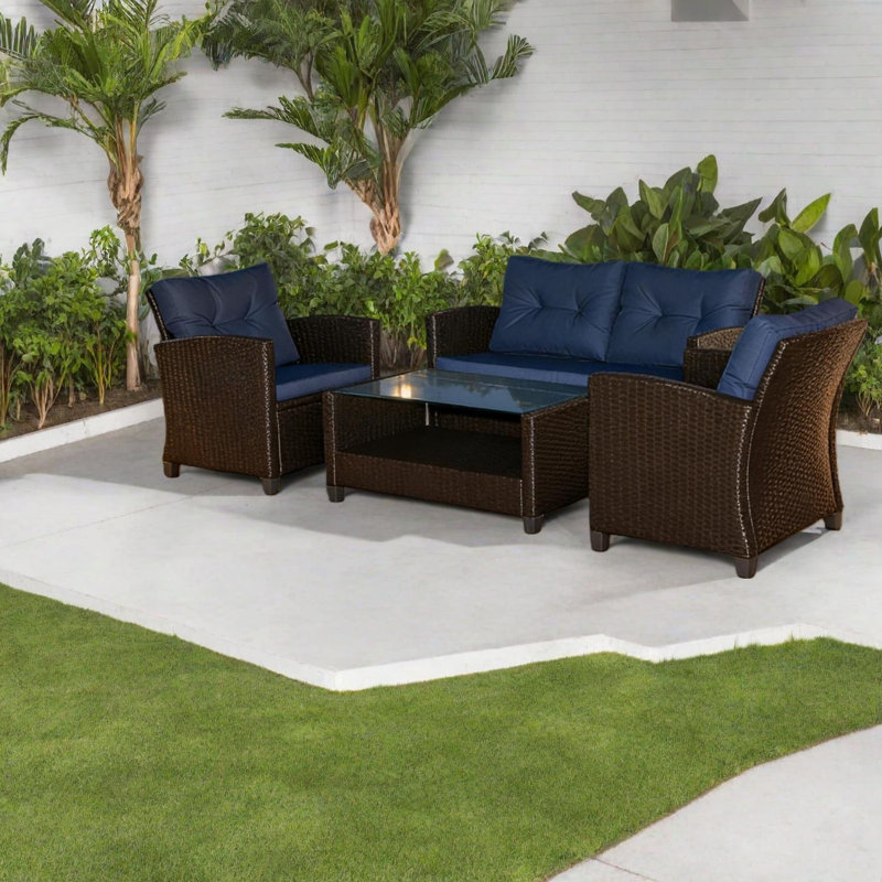 Ensemble de canapés de patio moderne, structure en acier durable, polyvalent pour le jardin ou la piscine