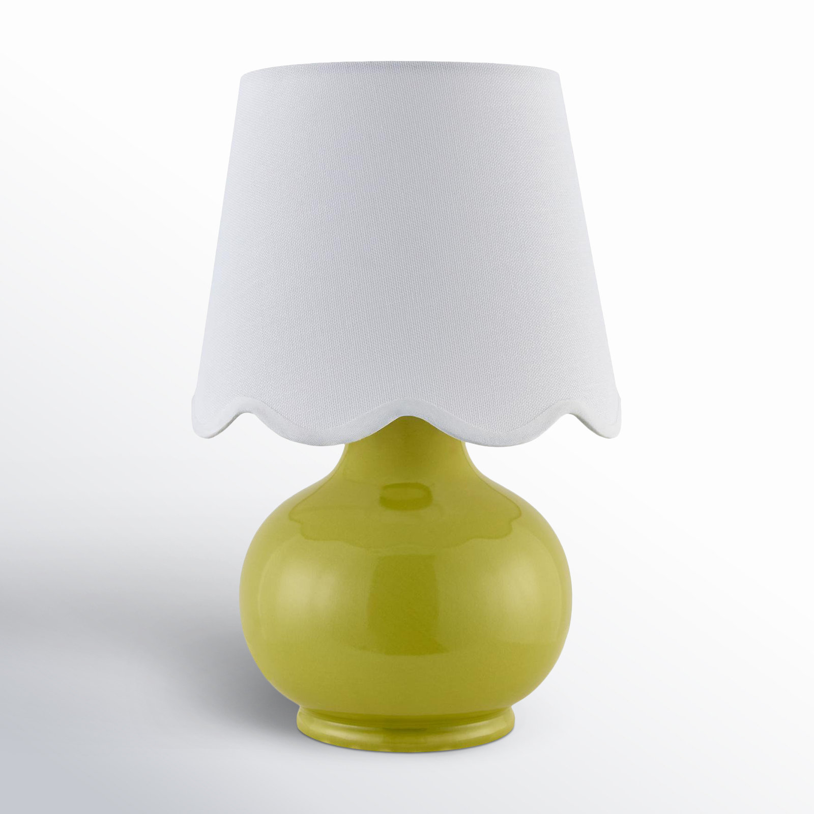 Momsen Ceramic Bedside Lamp, 13" H x 8" W x 8" D, White Twill, Chartreuse