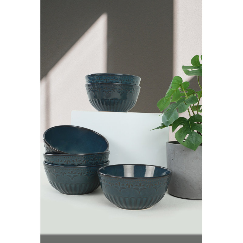 Ensemble de bols élégants en céramique (6 pièces), 6,3 pouces, 27,1 oz liq. 100% céramique, va au lave-vaisselle et au micro-ondes | Parfait pour servir, mélanger et préparer les repas | Articles de cuisine élégants et durables