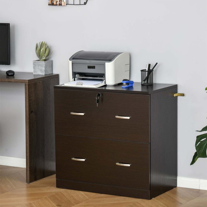 Vinsetto 2-Drawer File Cabinet With Lock And Keys, Vertical Storage Filing Cabinet With Hanging Bar For Letter Size, Home Office