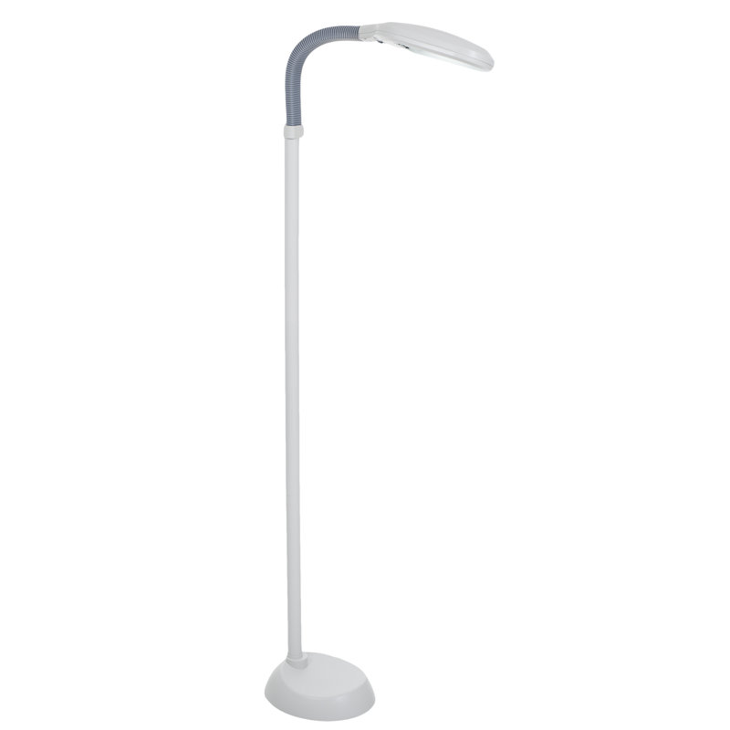 Palmer Square 72" Task/Reading Floor Lamp, Full Spectrum Natural Sunlight Lamp with Bendable Neck, White