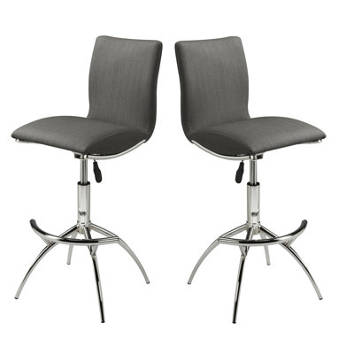 Tabourets de bar pivotants modernes de couleur grise, à hauteur réglable avec siège en métal et en polyuréthane, de 2 sièges contemporains, siège de soutien, 2