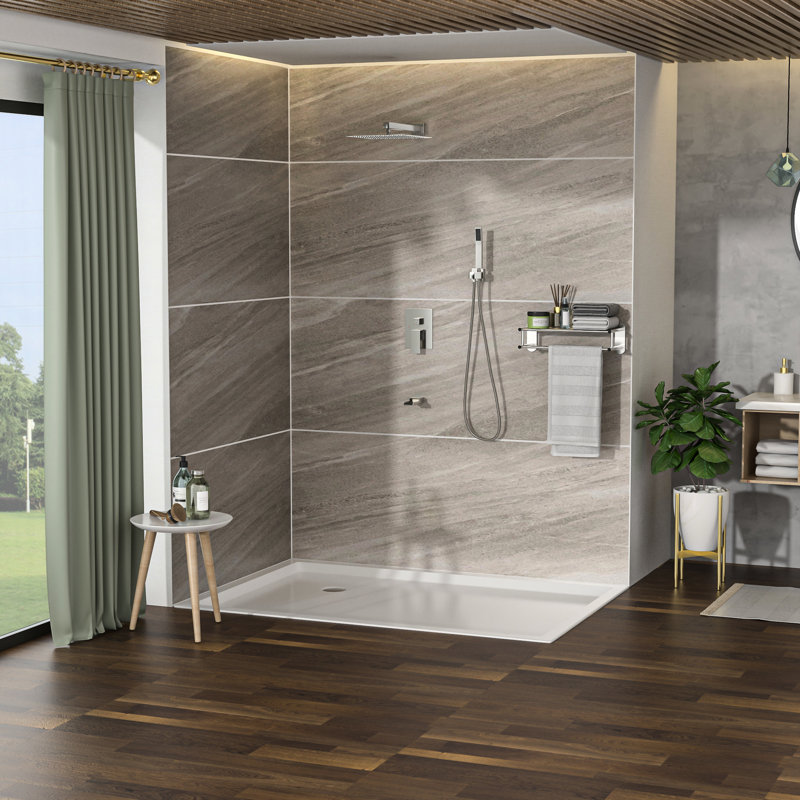 Liaison de douche murale avec bec de baignoire en cascade - Pluie à 3 fonctions bronze huilé et valve à main Installation facile et intégration de procédure sanitaire incluant - équilibré