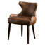 Button Back Chair In Brown - Comfortable Foam Seat Cushion, Legs With Nailhead, Leather-Like Padding,