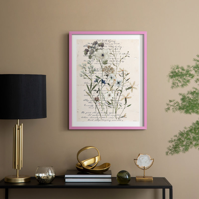 «Flea Market Botanical I», reproduction encadrée - bois massif, H 30 po x l 24 po, Rose