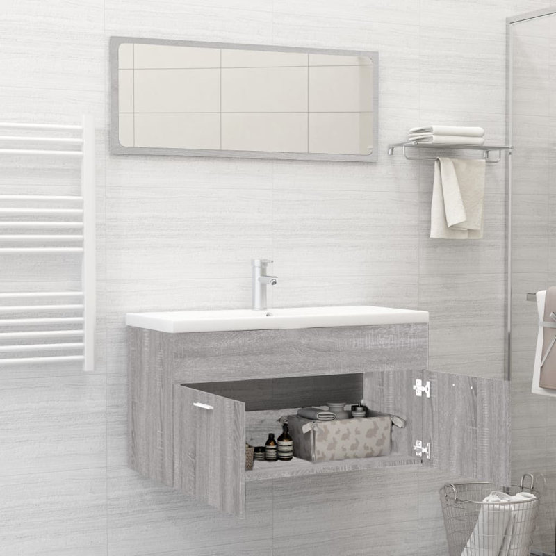 Laneise Wall Mounted Bathroom Storage Furniture Set, Grey Sonoma