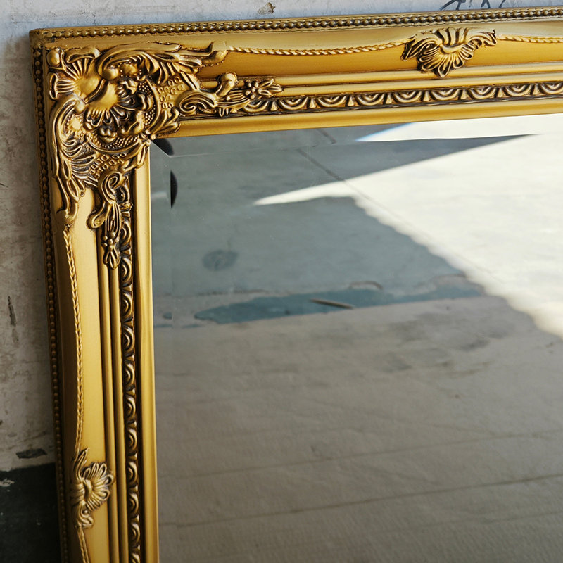 Kelleher Solid Wood Rectangle Mirror, Antique Gold, 60cm H x 50cm W