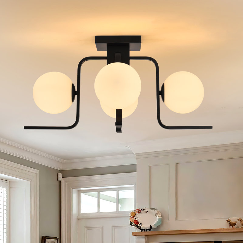 4-Light Industrial Semi Flush Mount 