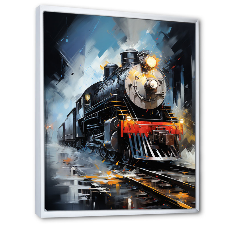 Abstrait train fluide - impressions murales modernes, H 20 po x l 12 po x P 1 po, Cadre flottant blanc