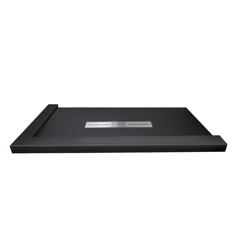 Base de douche Transolor Trimslate 48 po avec double seuil réglable et bonde centrale, Noir, noir, noir, noir