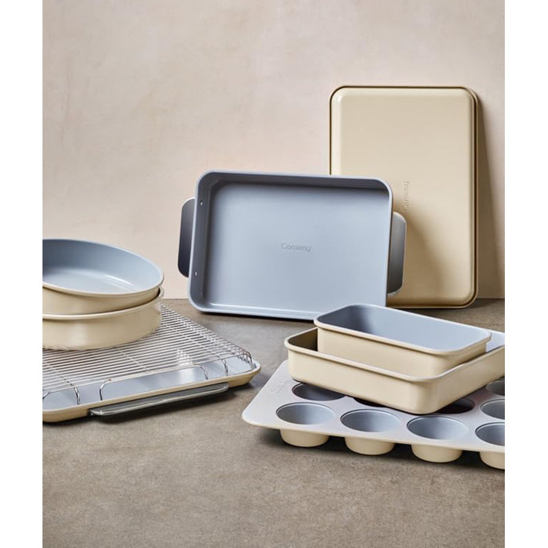 Gray and Terracotta Non-Stick Ceramic Baking Sheet Duo