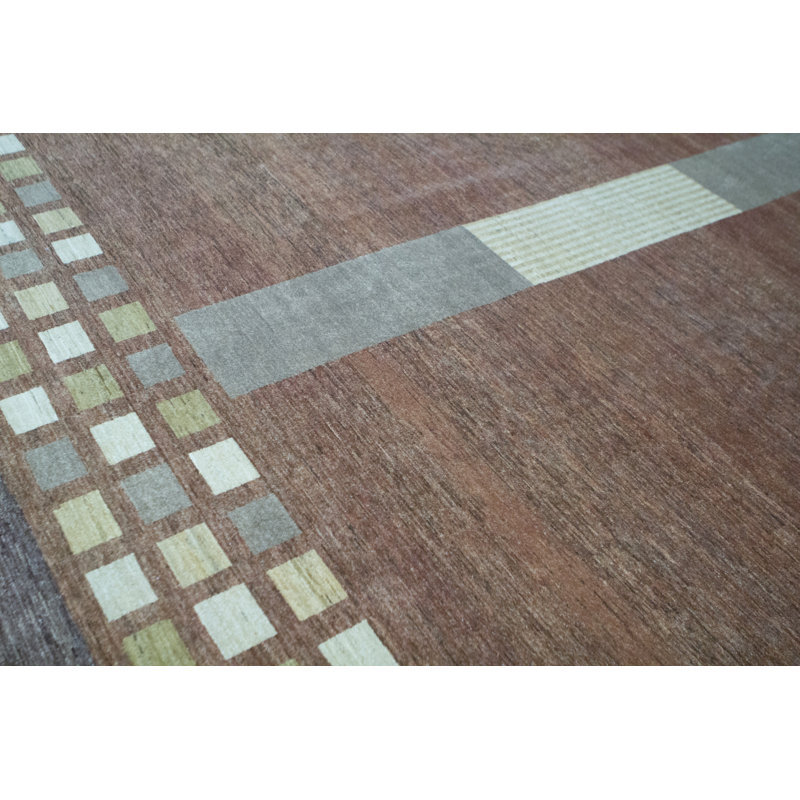 Hand-Knotted High-Quality Red and Brown Area Rug