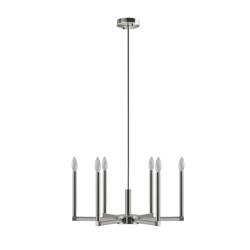 Lustre de style candélabre contemporain argenté à 6 lumières Renzetti