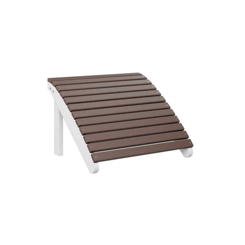 Berlin Gardens Regular Top With White Base Folding Adirondack Footstool, Chocolate Brown