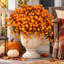 Lot de 12 chrysanthèmes artificiels d'automne pour la décoration de porche extérieur et de l'Action de grâce
