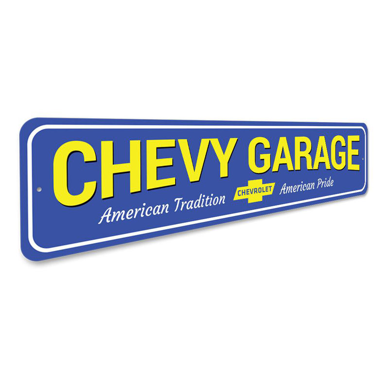 Enseigne en aluminium Chevy Garage, H 4 po x l 18 po x P 0,04 po