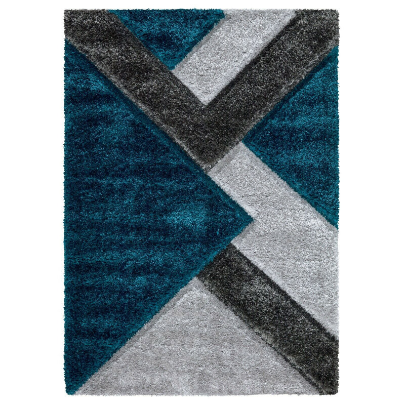 Hunley Geometric Hand Woven Shag Area Rug, Rectangle 60 x 110cm