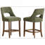 Ensemble de 2 tabourets de bar, tabourets de bar rembourrés à hauteur de comptoir, tabourets de comptoir modernes avec pieds en bois pour îlot de cuisine, vert
