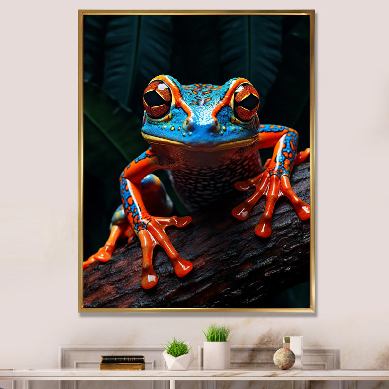 " Portrait Of Pinstriped Tree Frog Wildlife I ", 44" H x 34" W x 1.5" D, Gold Floater Framed