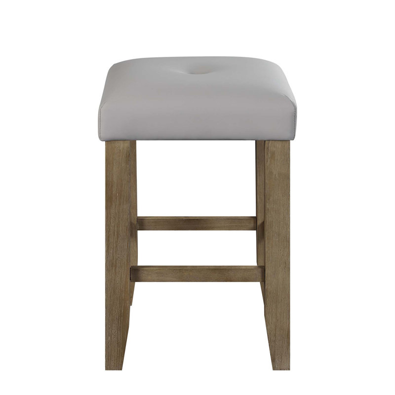 Donald Counter Height Chair (2Pc), Gary PU & Oak Finish