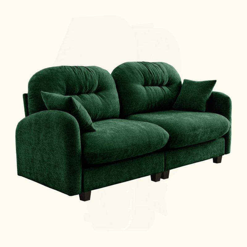 Causeuse en tissu de chenille pour canapé modulaire avec causeuse en nuage, conception de dossier à coussin touffeté, conception ergonomique, mousse haute densité, accoudoirs élégants, base en bois de haute qualité, convient aux salons.