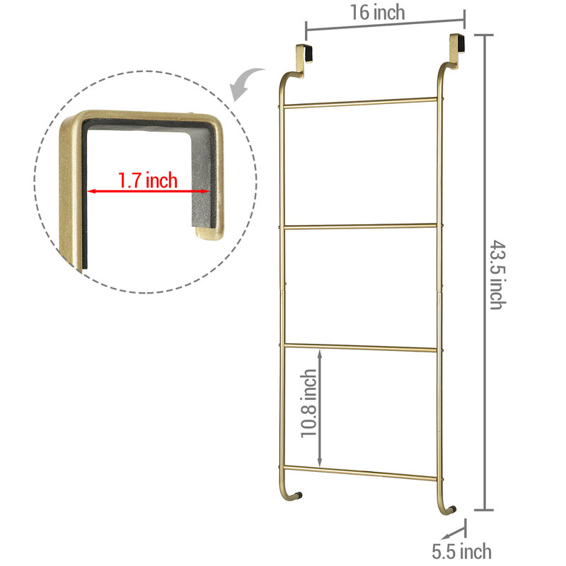 40.7cm 4 Over-the-Door Towel Bar, Brass