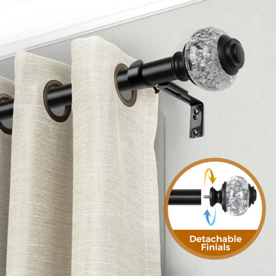 Tringles à rideaux pour fenêtres, tringles à draperies télescopiques 32 à 144, décoration pour la maison avec embouts décoratifs translucides