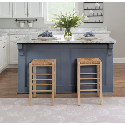 Halvorson Solid Beechwood Counter and Bar Stool With Rattan Seat