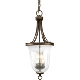 Luminaire suspendu pour vestibule 3 lumières en verre ensemencé