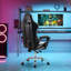 Fauteuil de jeu inclinable ergonomique et réglable, chaise de bureau à haut dossier avec support lombaire, appui-tête et repose-pieds-455252684