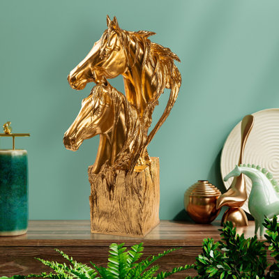 Hand-Painted Decorative Object, Gold Finish, 11.8 x 24.0 x 11.8 Inches | 100% Polyester Material | Unique Art Piece with Vivid Color Variation | Perfect for Home Décor & Stylish Accents in Any Room
