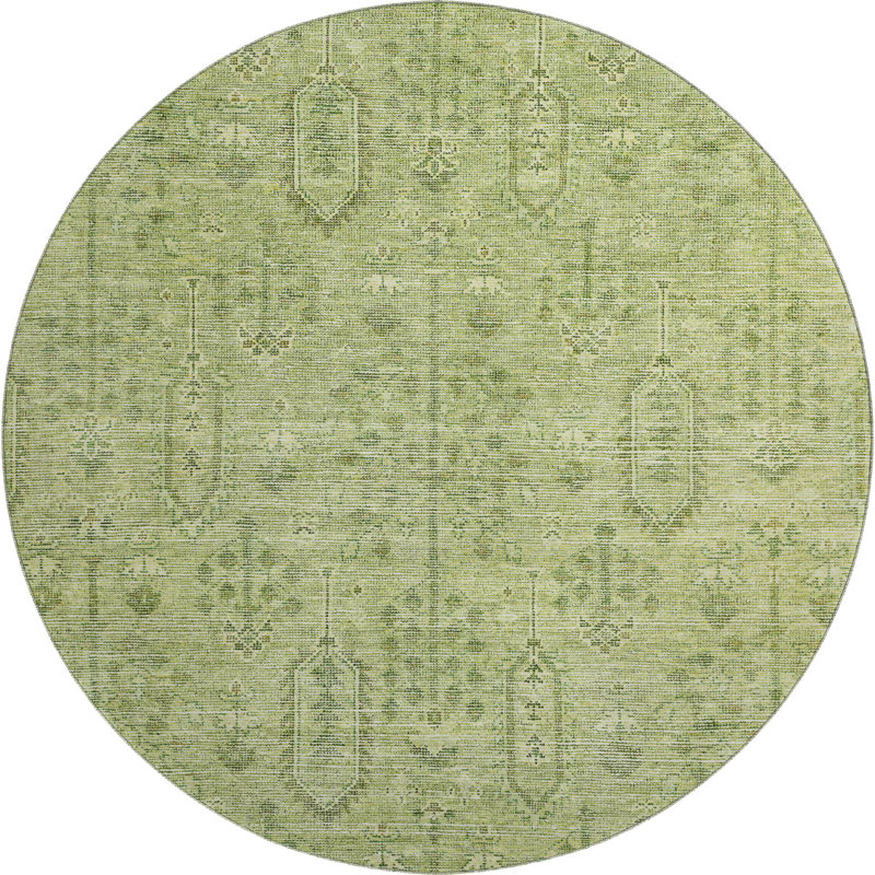 Premium Machine Washable Prisco Sage Rug, Round 8'