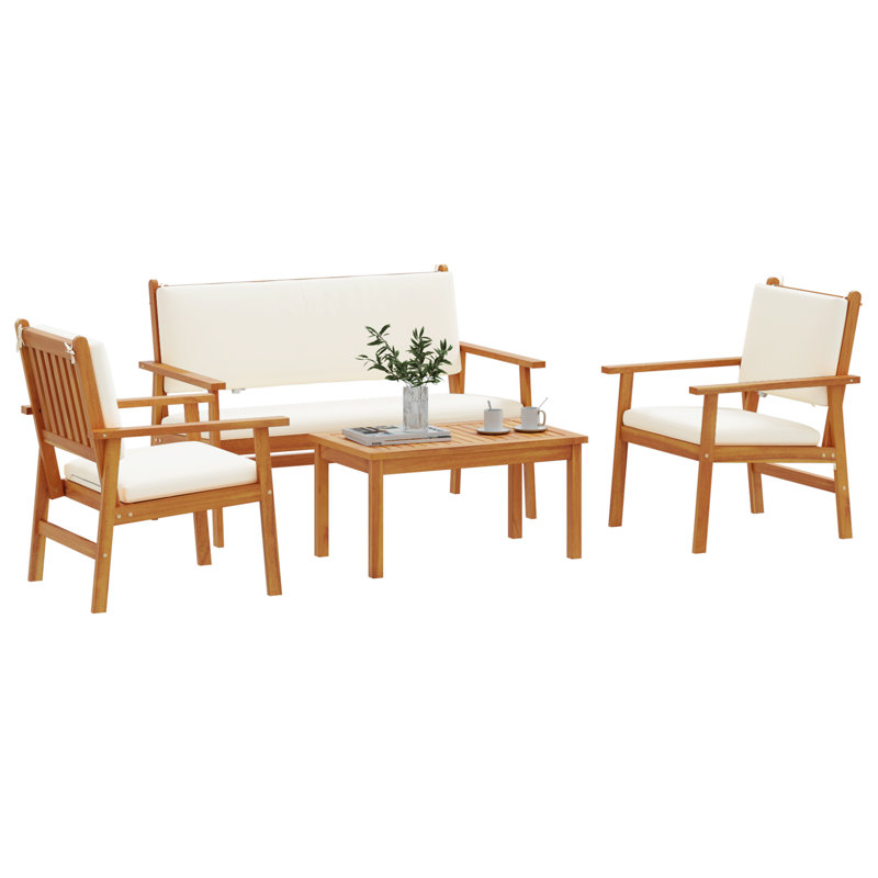 Ensemble de canapés de jardin vidaXL 4 pièces brun 47,24 x 25,79 x 31,10 po, Beige