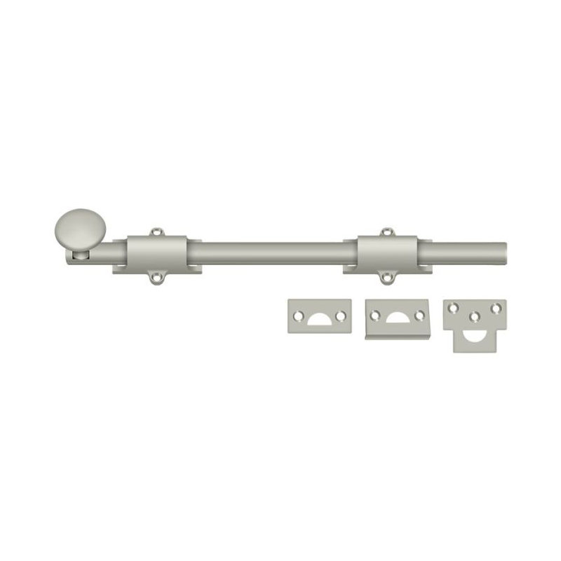 Boulon de surface 12 po Deltana 12SB15; robuste; finition nickel satiné, Nickel brossé