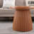 Magnesium Oxide Fluted Base Side Table ,19.69" Diameter Round Accent Table