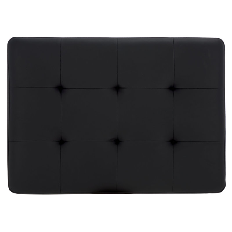 Halewood Faux Leather Ottoman, Black Faux Leather