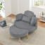 Confortable en velours côtelé simple gris de 43 pouces avec trois coussins décoratifs et un plateau de détente réglable pour deux petits appartements-795343367