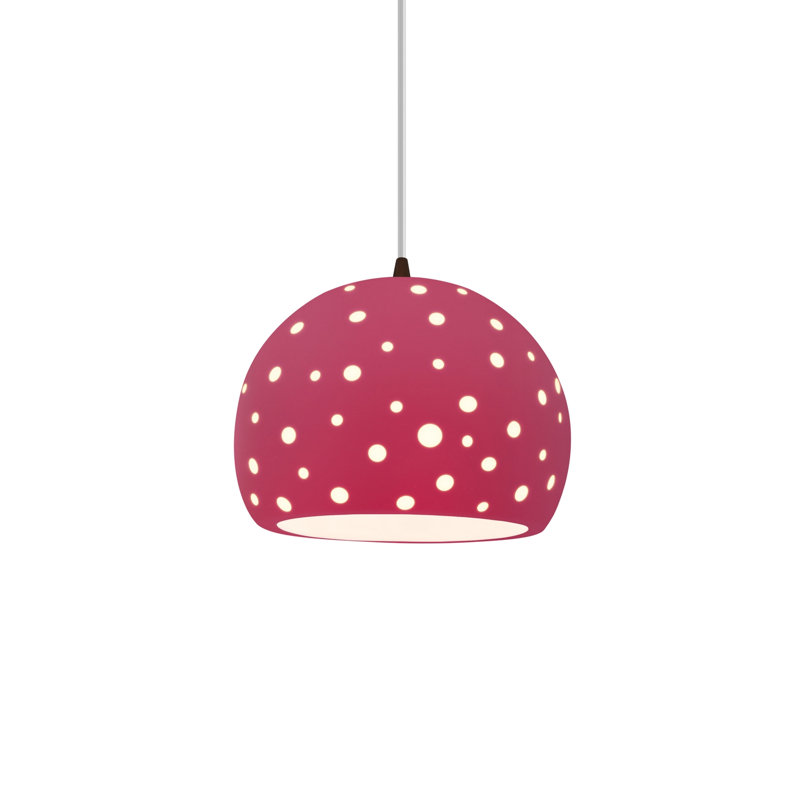 Luminaire suspendu sphère 1 lumière perforée - noir brillant - laiton antique - l 12,25 po x H 9,25 po - DEL dédiée - cordon blanc