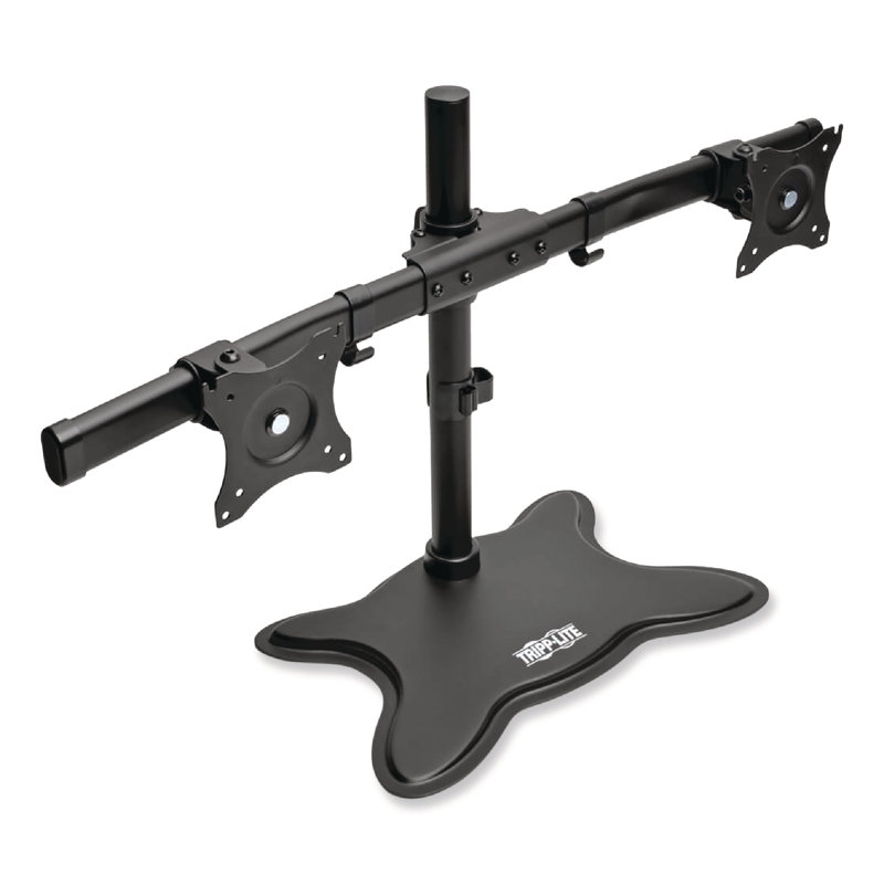 Black Steel Full-Motion Dual Monitor Desktop Stand